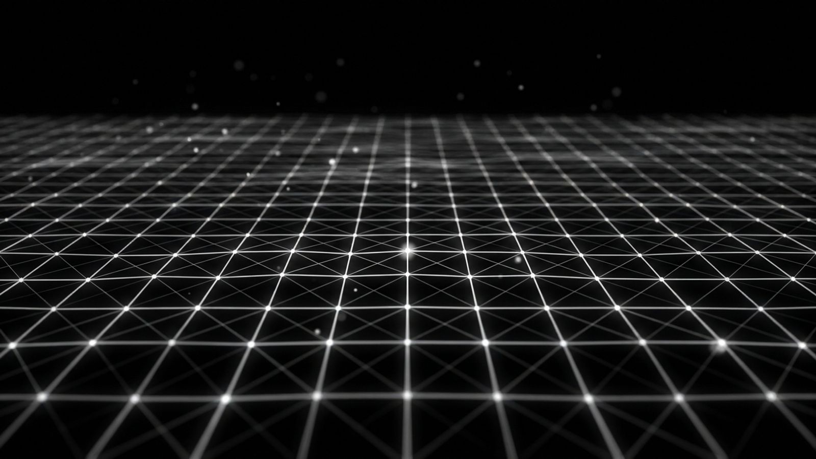 Perspective grid with glowing intersection nodes — Auviel Mesh cover