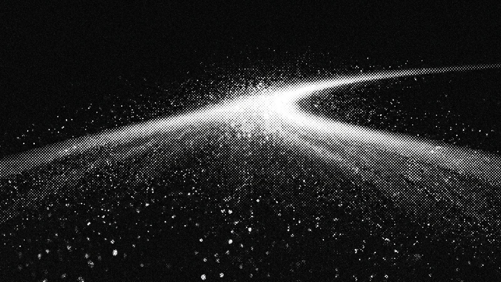 Crossroads stipple paths converging to a beacon — Auviel Noisy Mesh cover