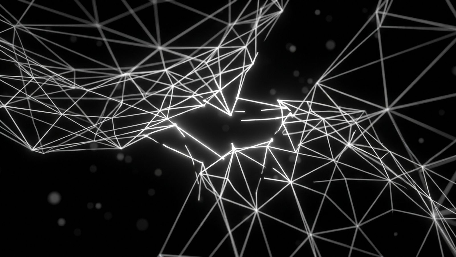 Broken wireframe lattice being stitched — Auviel Mesh cover