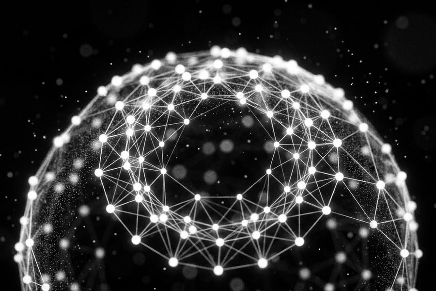 Abstract monochrome network globe — Auviel Signal Mesh cover