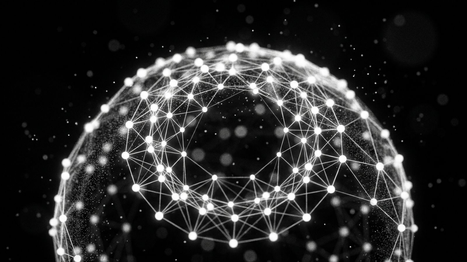 Abstract monochrome network globe — Auviel Signal Mesh cover