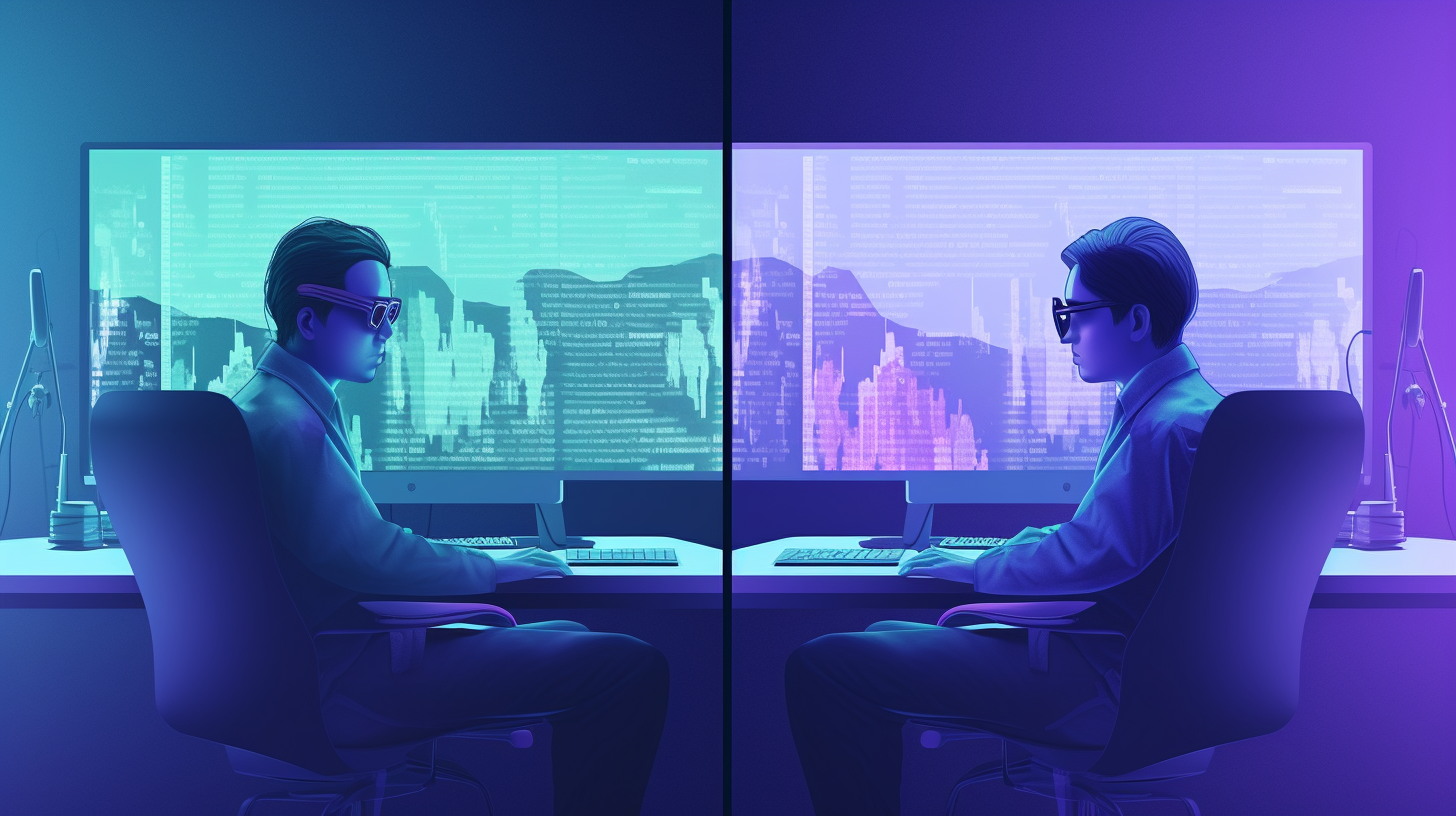 Split-screen comparison of monolithic and decoupled e-commerce architecture diagrams