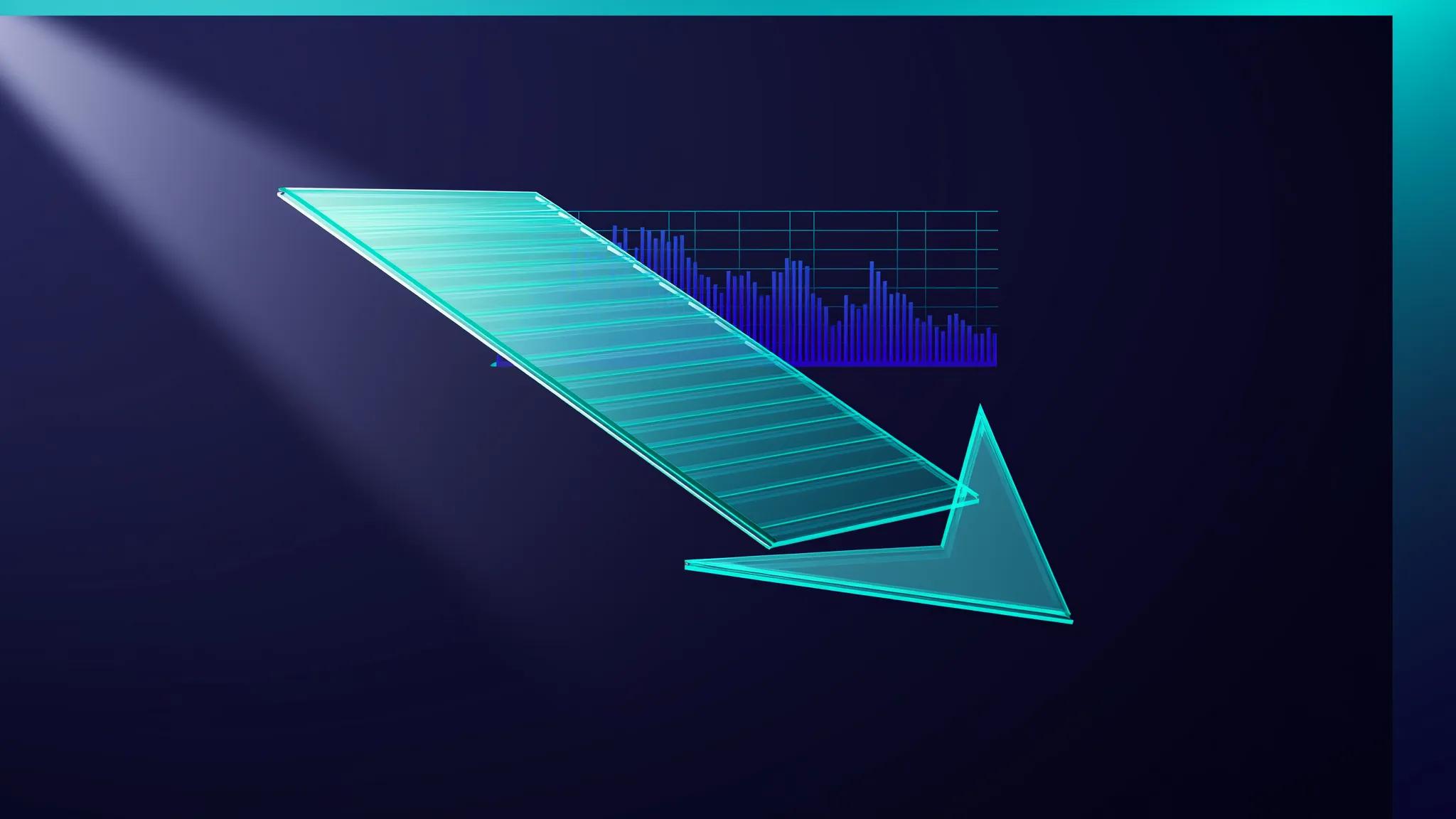 Declining margin chart with widening competitive gap indicators on dark dashboard
