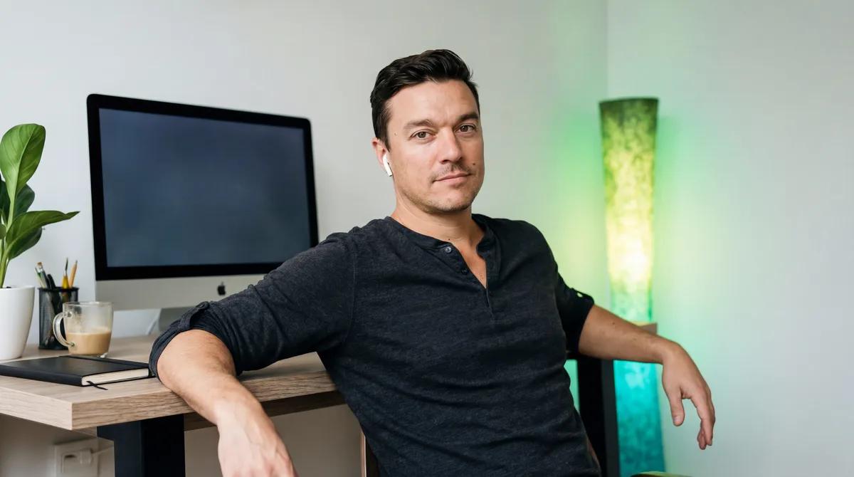 ADAM leaning against desk with knowing expression, inviting the reader to share their cost-of-inaction story