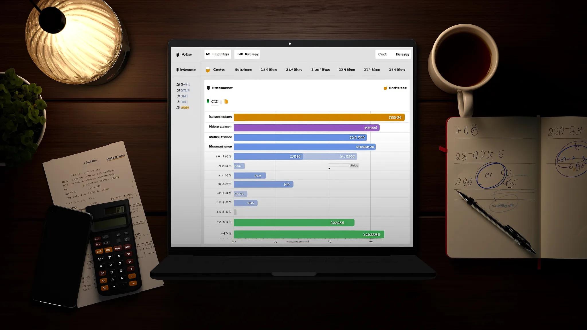 Monthly cost breakdown showing API usage, infrastructure, maintenance, and model update expenses