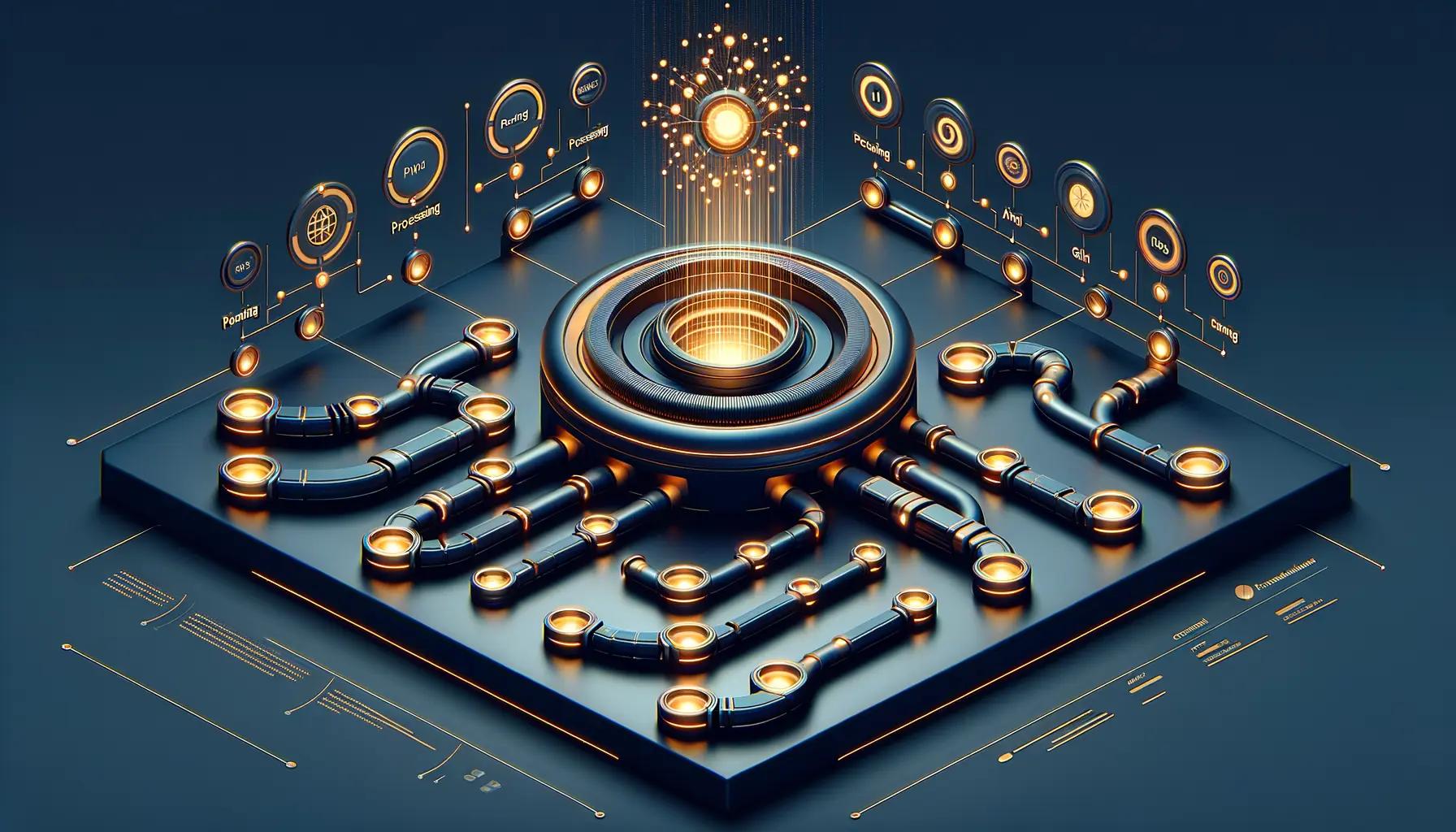 Task queue processor cycling through pending AI jobs with status indicators and priority sorting