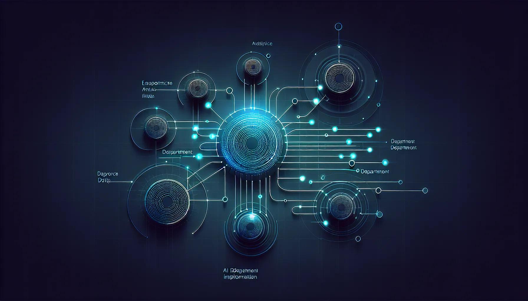 Enterprise rollout map showing AI deployment spreading across departments with governance overlay