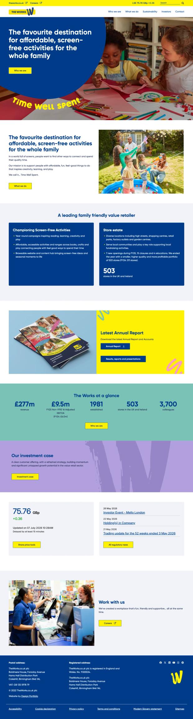 Screenshot of the website's home page