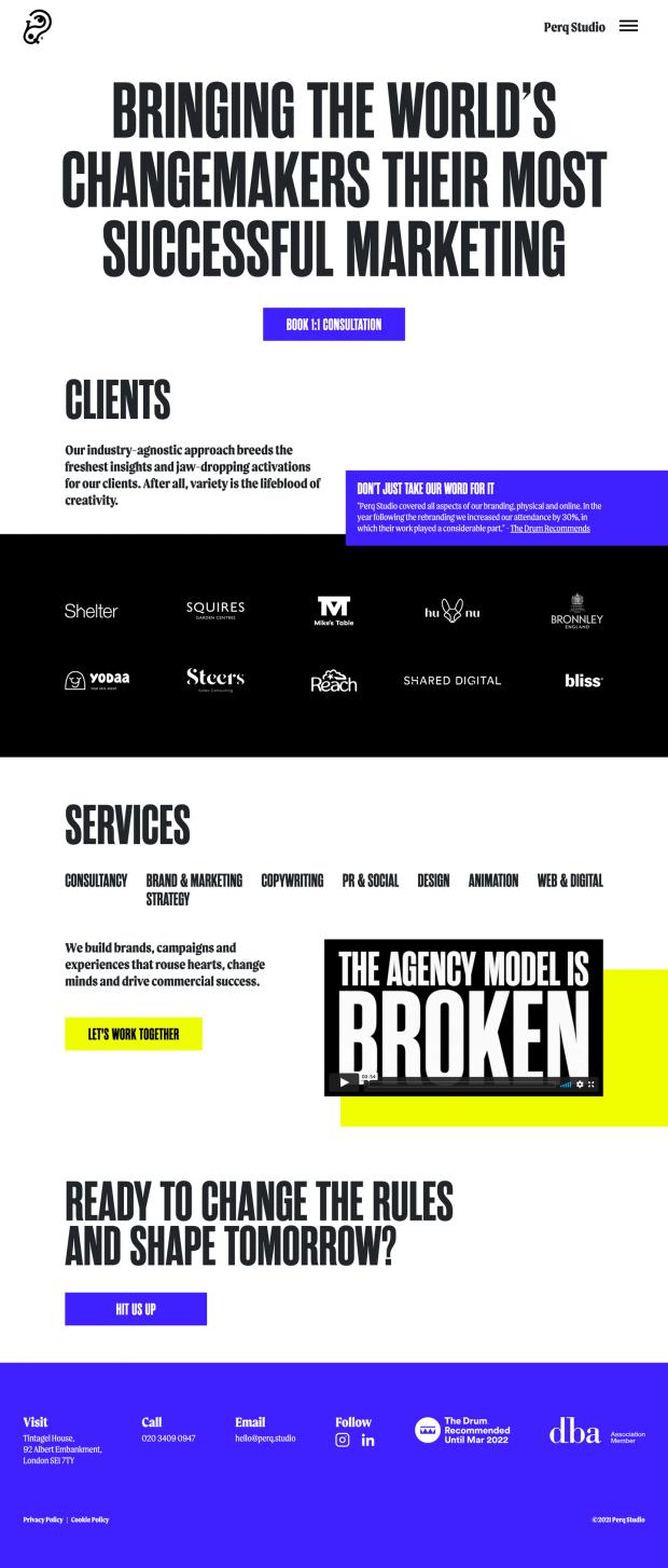 Screenshot of the websites's home page