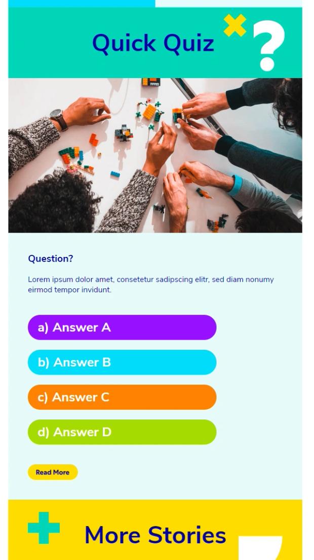 Screenshot of the email's quick quiz section
