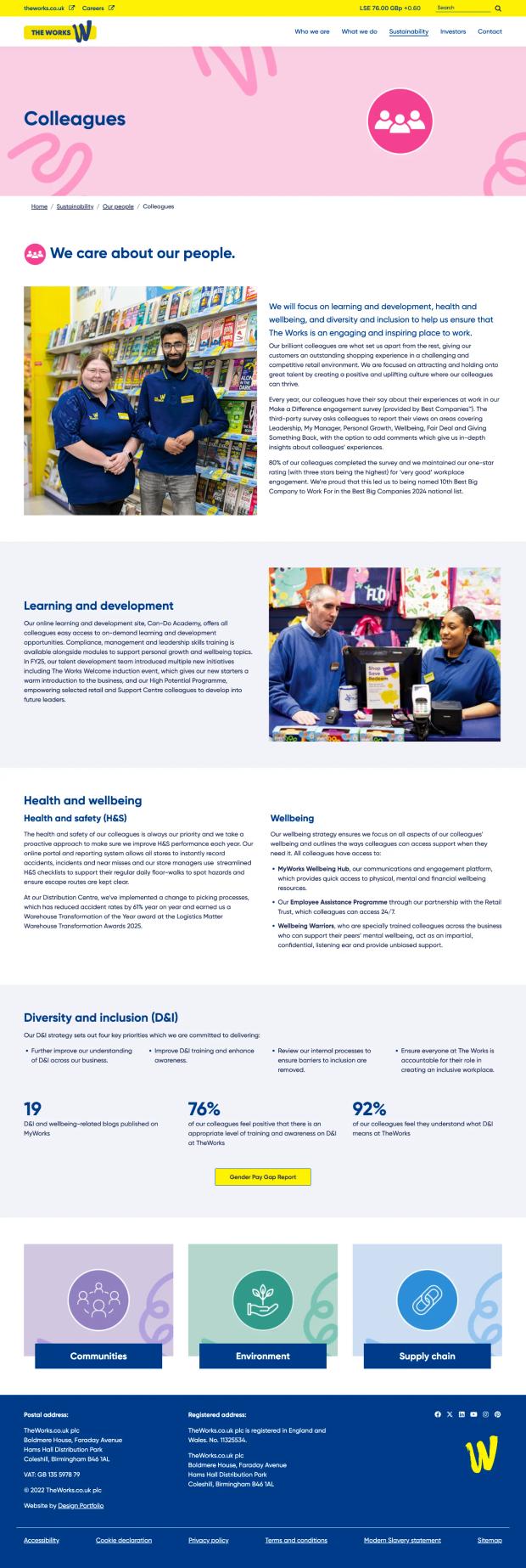 Screenshot of the website's colleagues page