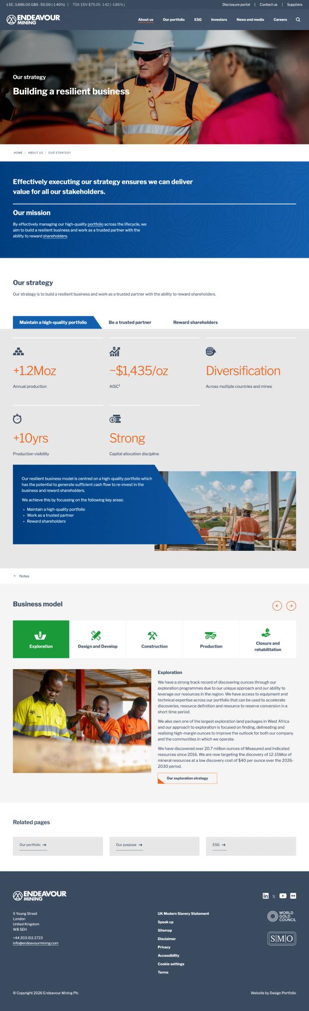 Screenshot of the website's strategy page
