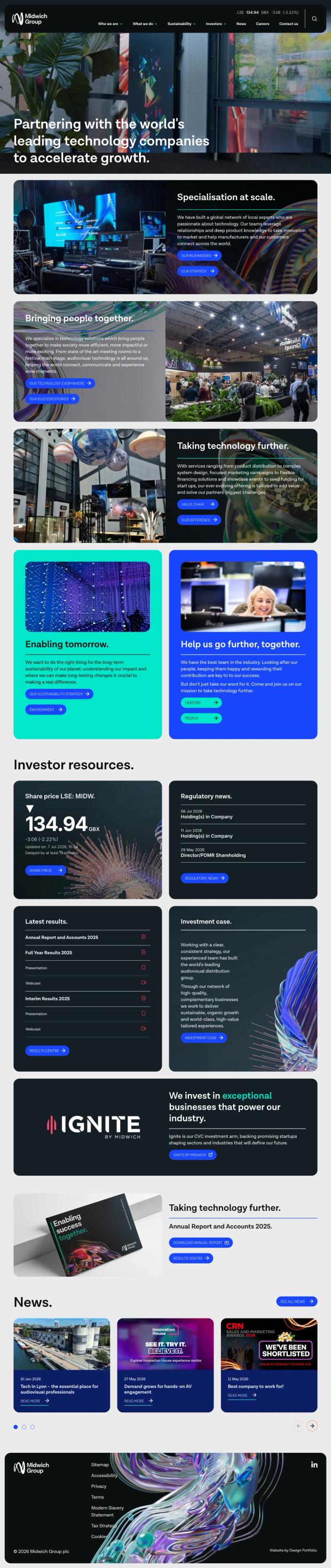 Screenshot of the website's home page