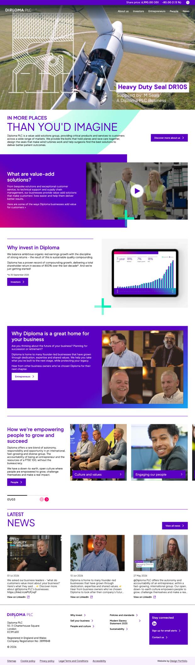 Screenshot of the website's home page