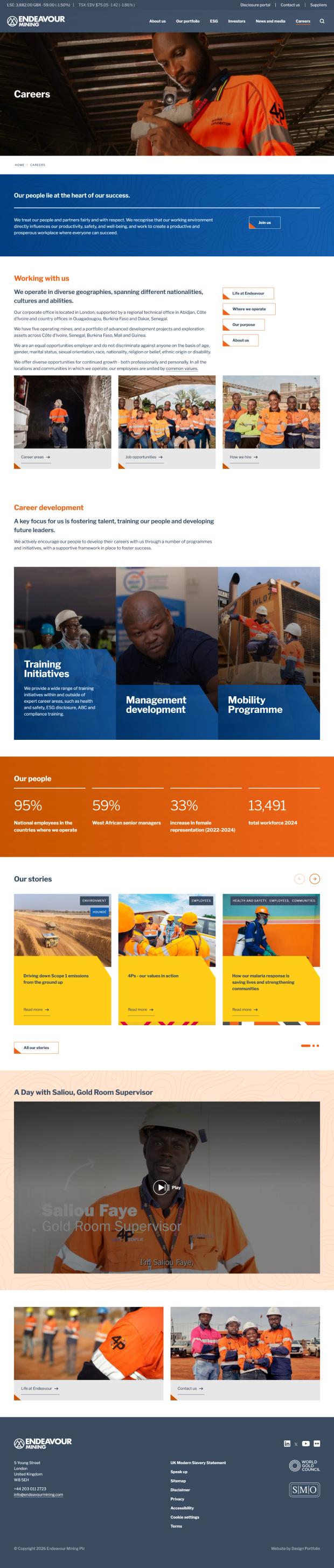 Screenshot of the website's careers page