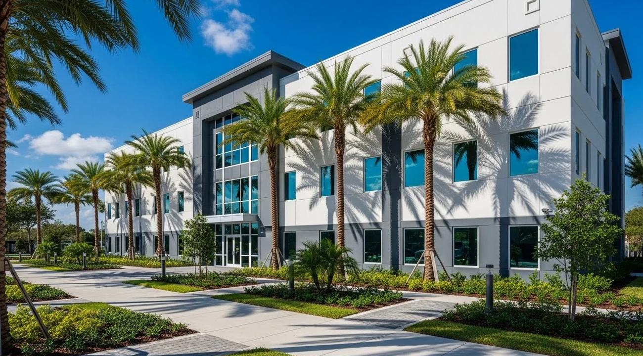 Exterior refresh and building improvement for a South Florida commercial property.