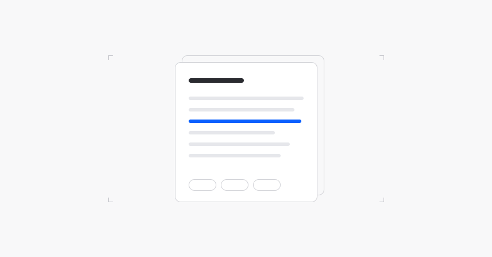 Abstract light graphic of a document card with one highlighted line