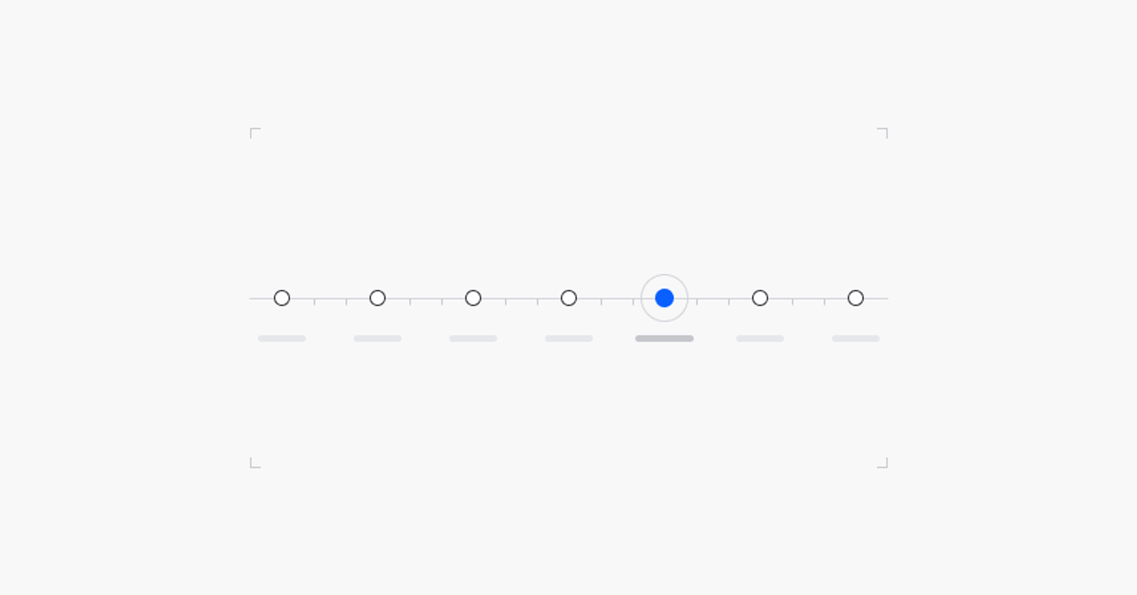 Abstract light graphic with a horizontal timeline of dots and one blue dot highlighted