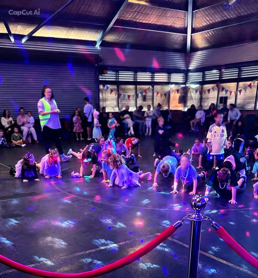 Kids playing a disco game