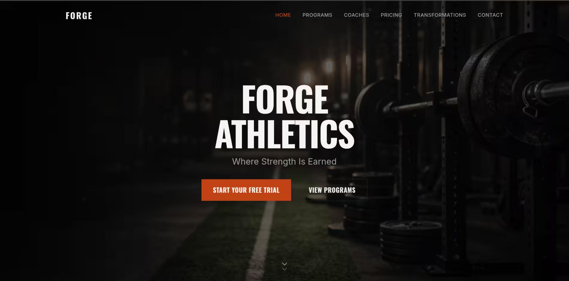 forge athletics high performace website