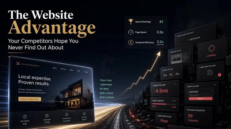 image showing how a custom coded site outperforms page builder sites