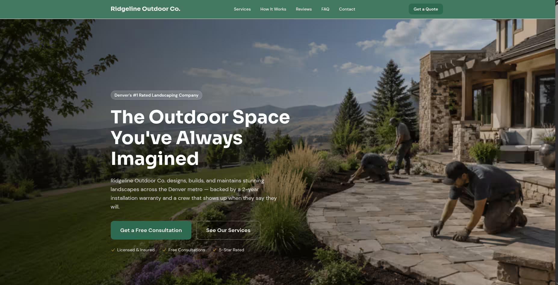 Ridgeline ourdoors website screenshot