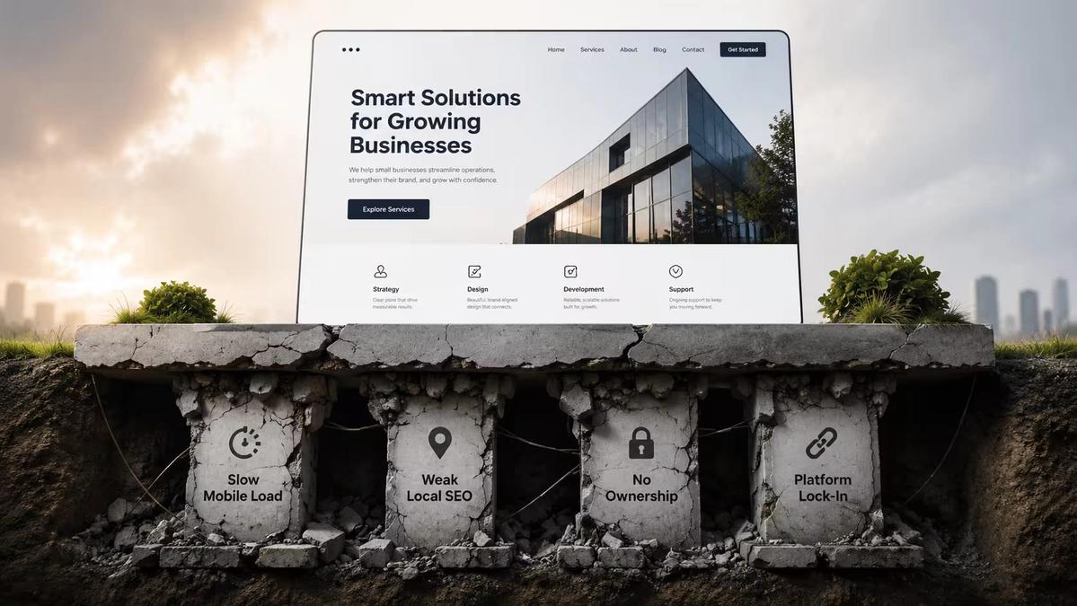 ai generated website on a cracked foundation