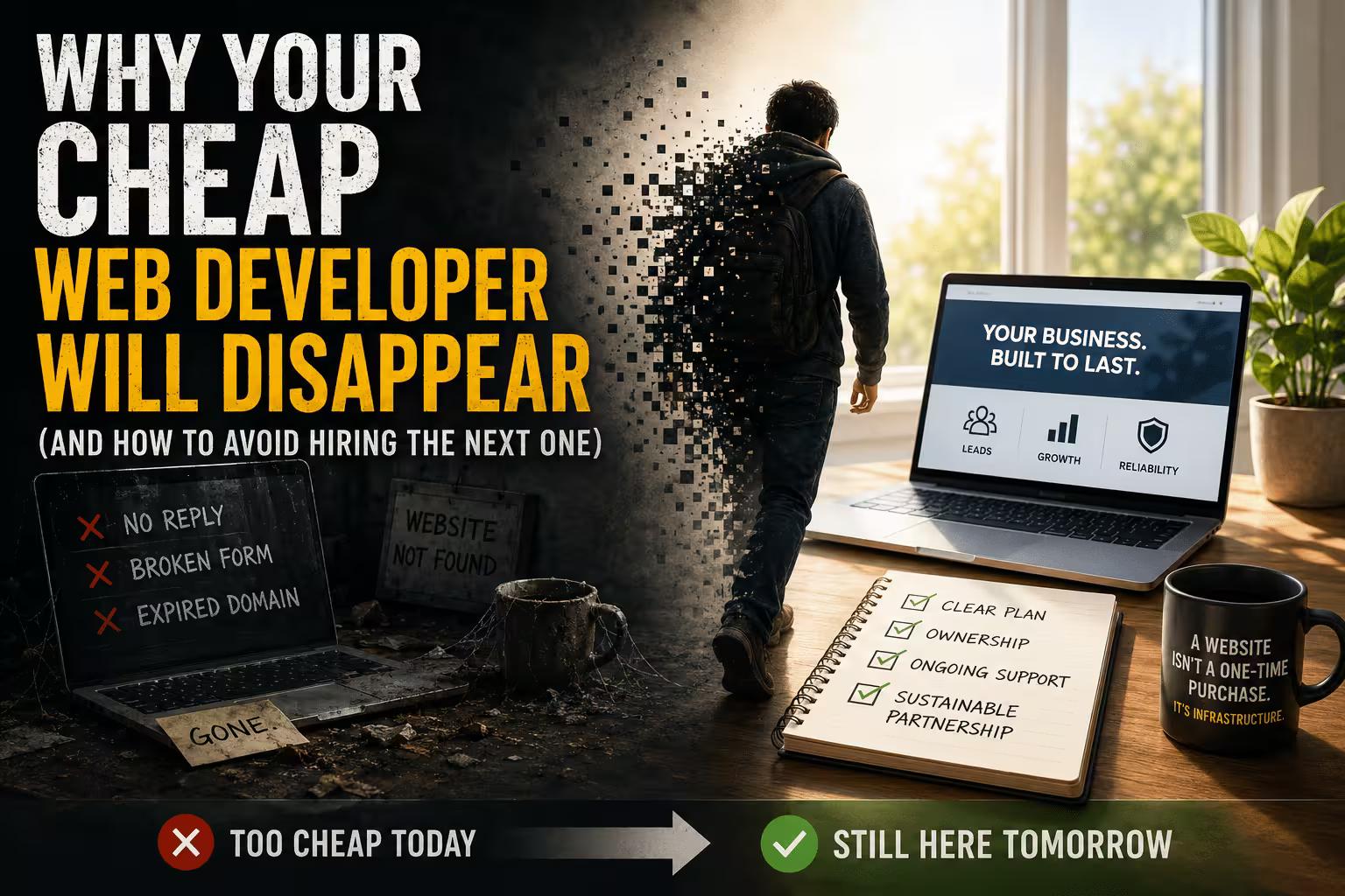 image of a web developer vanishing
