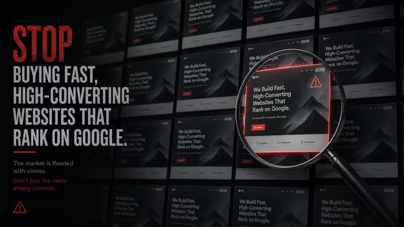 a wall of generic websites with generic boilerplate copy