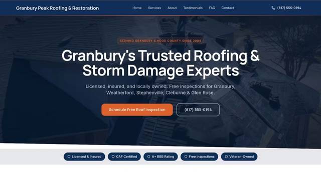 granbury roofing demo website