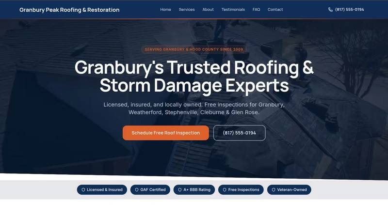granbury roofing demo website