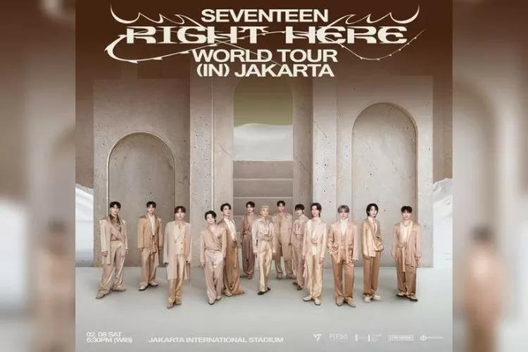 Konser ini bertajuk  SEVENTEEN RIGHT HERE WORLD TOUR (IN) JAKARTA, akan diselenggarakan Sabtu, (08/02/2025) di Jakarta International Stadium (JIS).