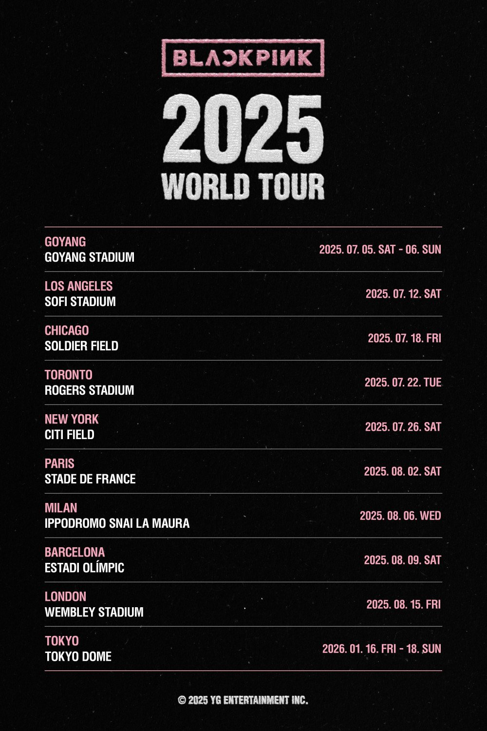 BLACKPINK announces 2025 World Tour with exciting global stops