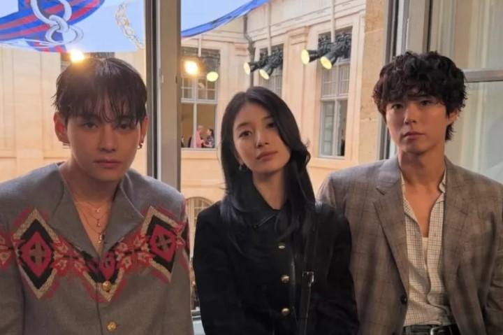 Tanpa Aksesori Berlebihan, Suzy Bersinar di Event CELINE Bersama Park Bo Gum dan V BTS
