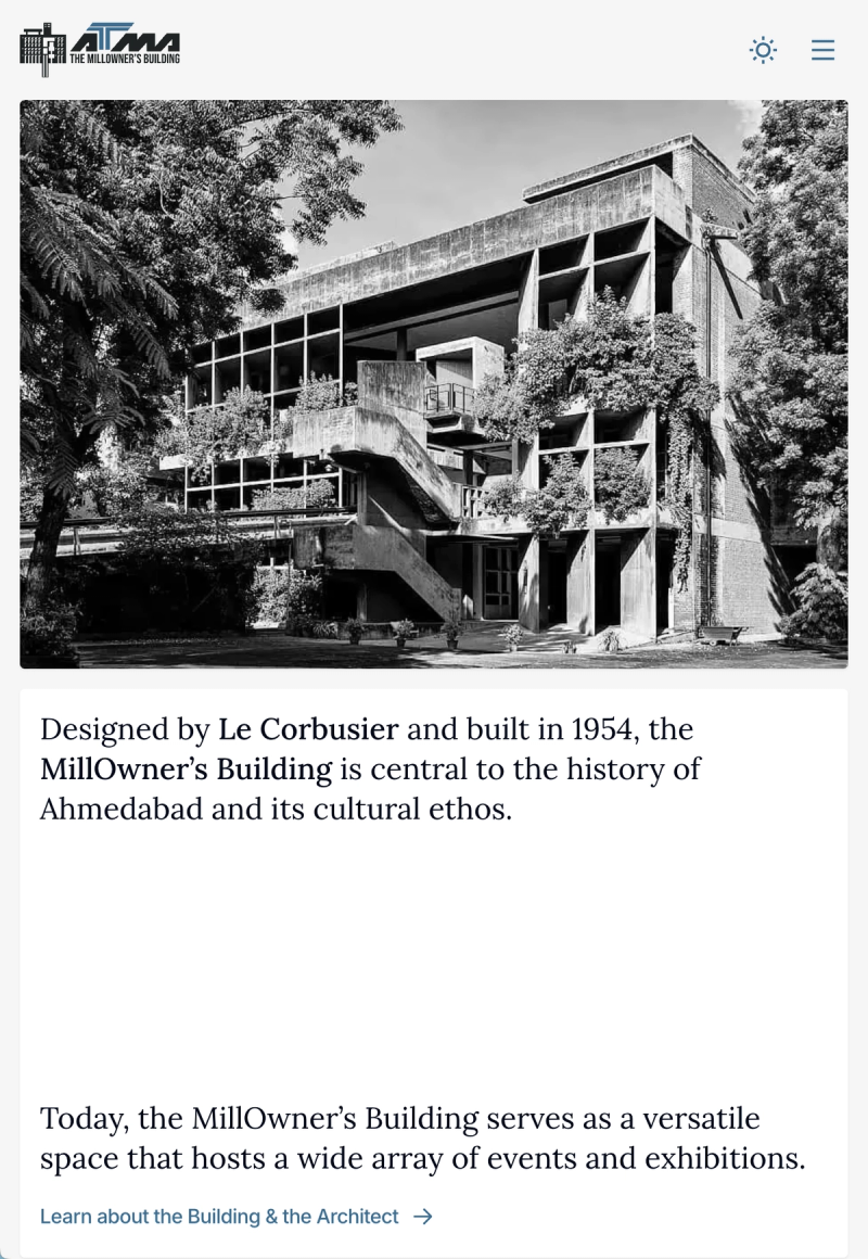 Mobile view of the ATMA website