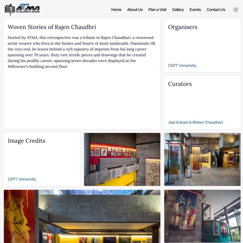 ATMA website event page showing images in a grid