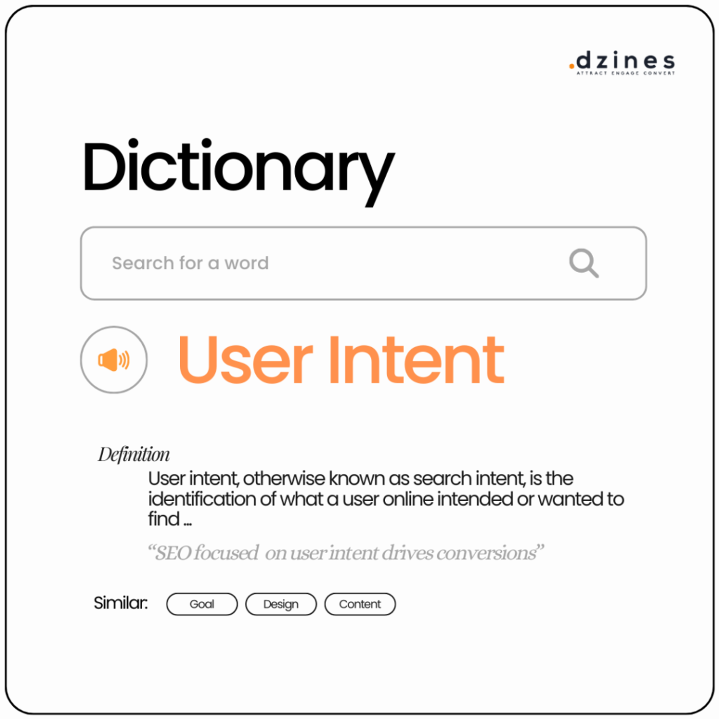 Designer - definition - user intent - seo graphic showing the definition of user intent in relation to SEO - in kent