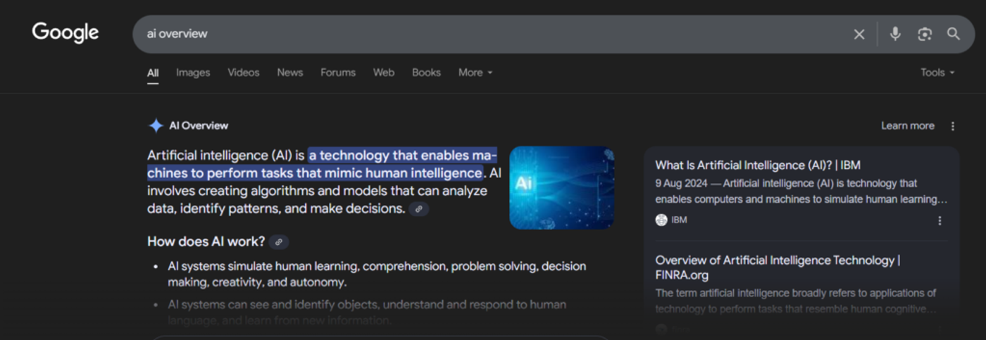 ai overview for ai