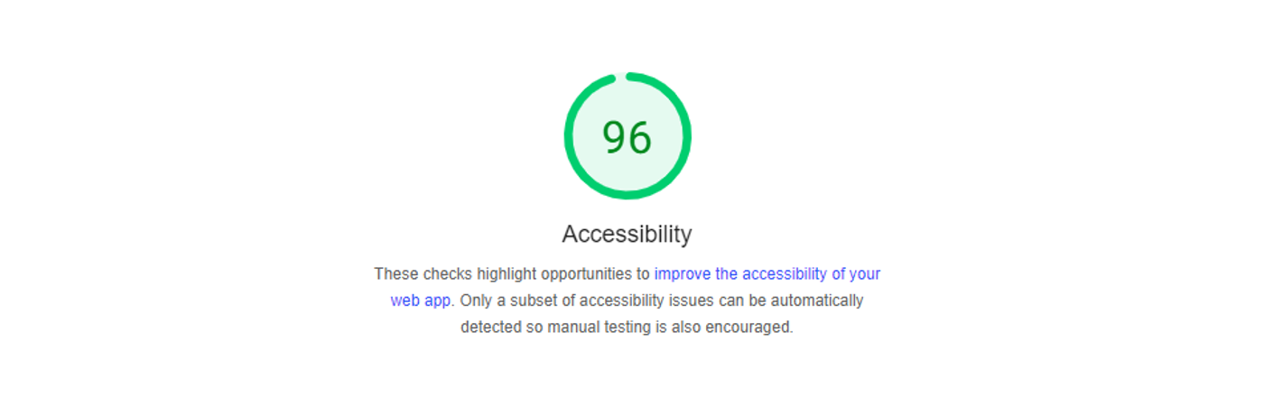 Accessibility Standards | Image of a Page speed Insights screenshot with the accessibility score