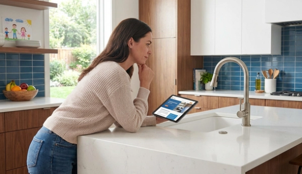 woman deciding what to do about her plumbing situation