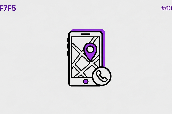 Smartphone displaying a business map pin and call button for Apple Business Connect