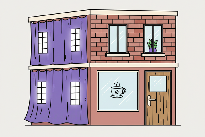Illustration of a real office versus a pretend office, showing the difference between a legitimate business location and a virtual one for Google Business Profile.