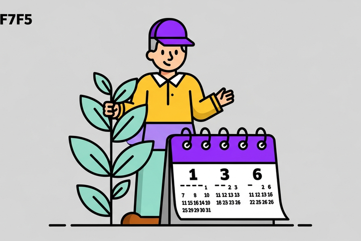 Calendar illustration showing local SEO progress over months 1, 3, and 6 with a growing plant