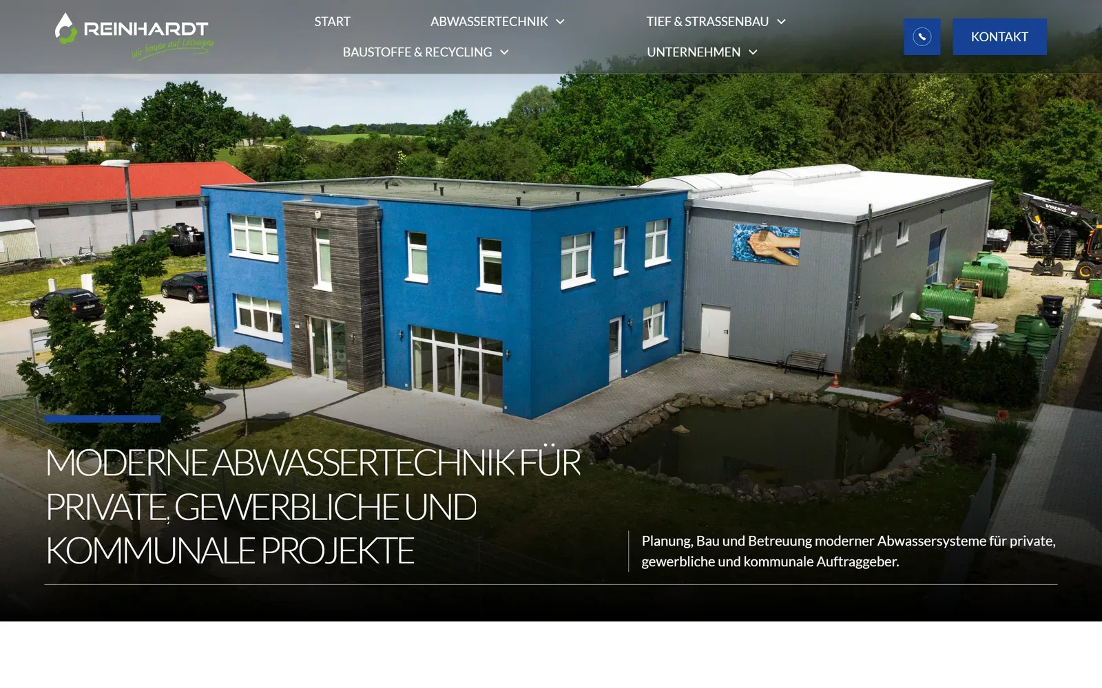Abwassertechnik mit eigener Seite.