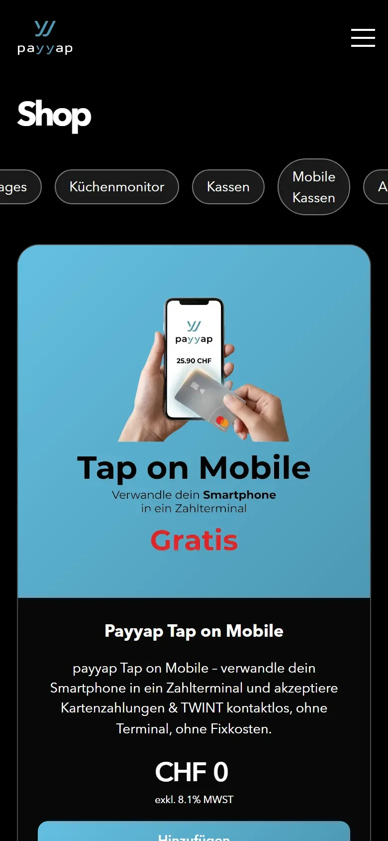 Der Shop am Handy.