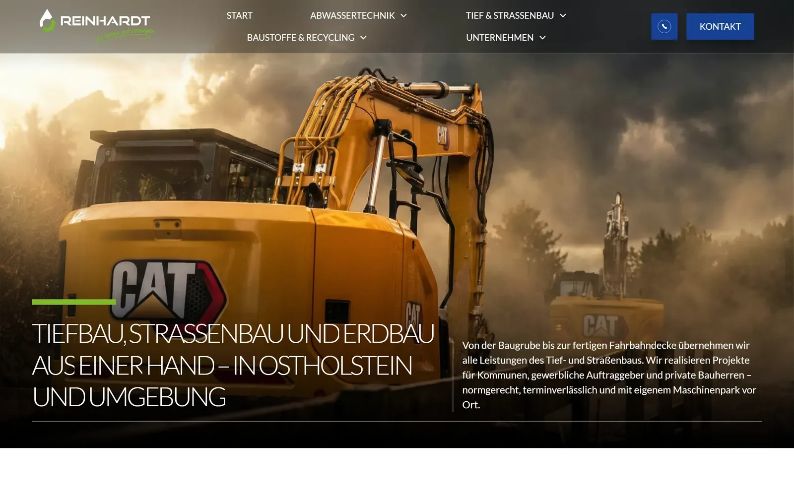 Tief- und Straßenbau mit eigener Seite.
