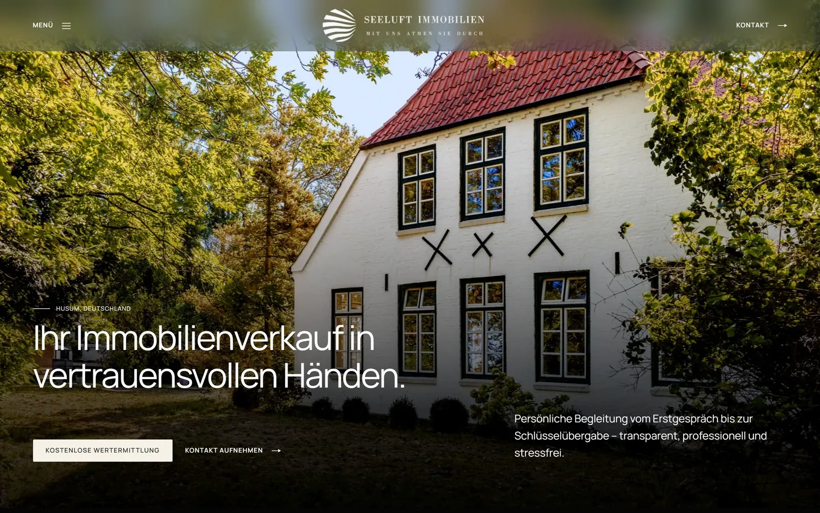 Die Startseite mit der Wertermittlung im ersten Bild.