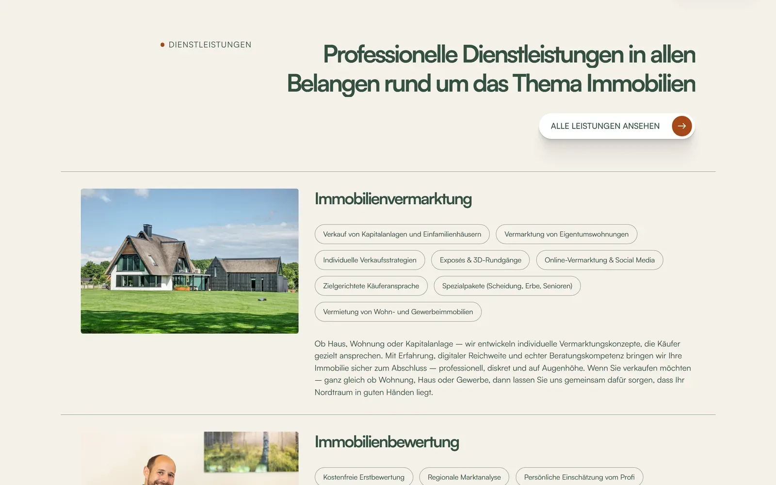 Die Leistungen rund um Kauf, Verkauf und Vermietung.
