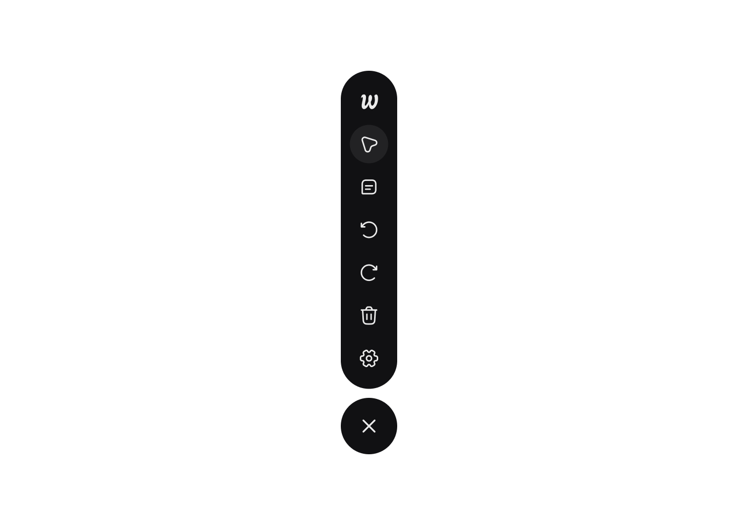 Weevar's vertical tool dock with controls.