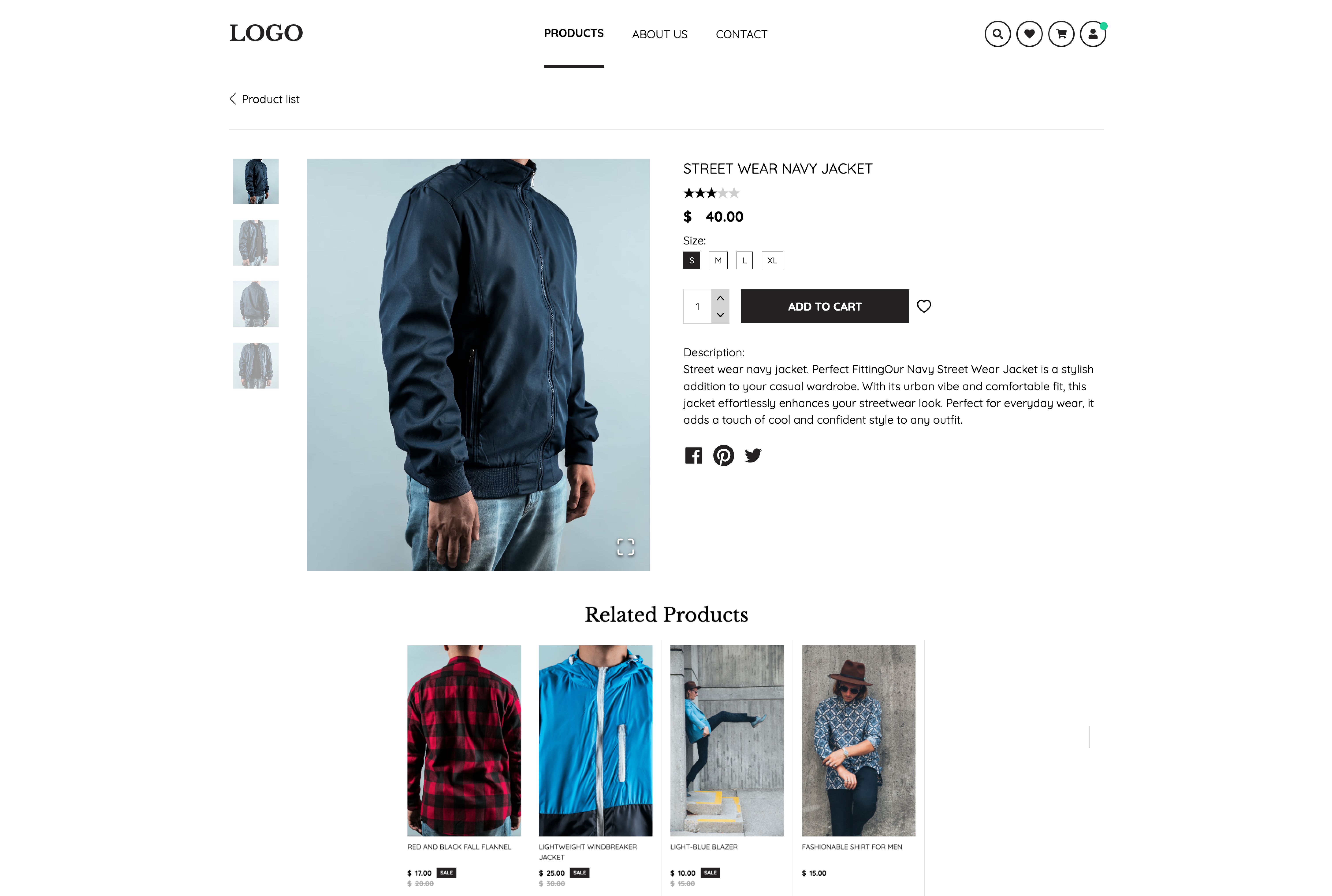 Product detail page